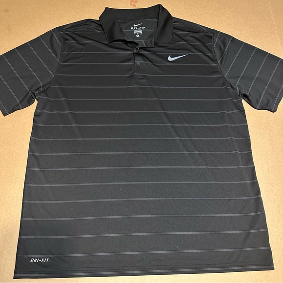Nike Other - Nike Dri Fit Men Black Gray Strip XL Polo Shirt